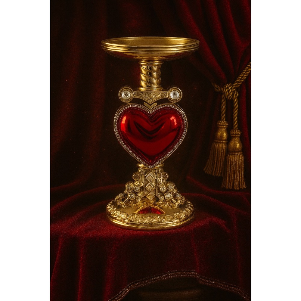 Disney Gold Heart Candlestick Holder Rhinestone Accent Decor Vintage Style